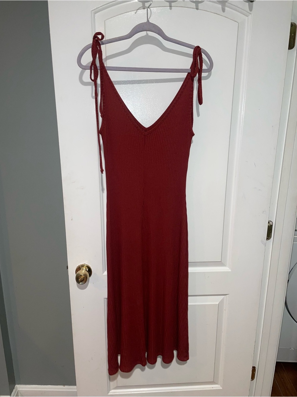 New! Reformation Shandy Ribbed Knit Tie Strap Midi Dress 🥀 Large - Picture 2 of 6